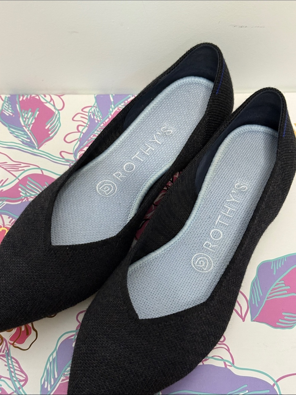 Rothy's Limited Merino Wool Charcoal Pointed-Toe Knit Flats - Women's - Picture 3 of 5
